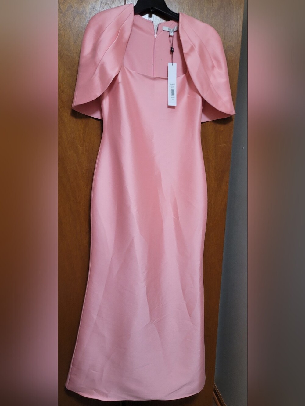 Badgley Mischka Cape Effect Satin Twill Gown Size 10